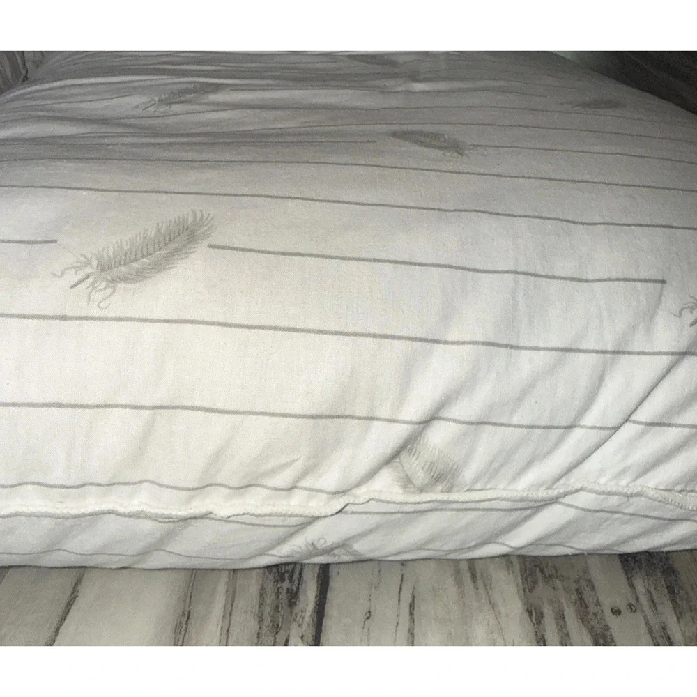 Vintage White Down Feather Pillow 25X18 Inch Good Fill Stain Areas Hole Read
